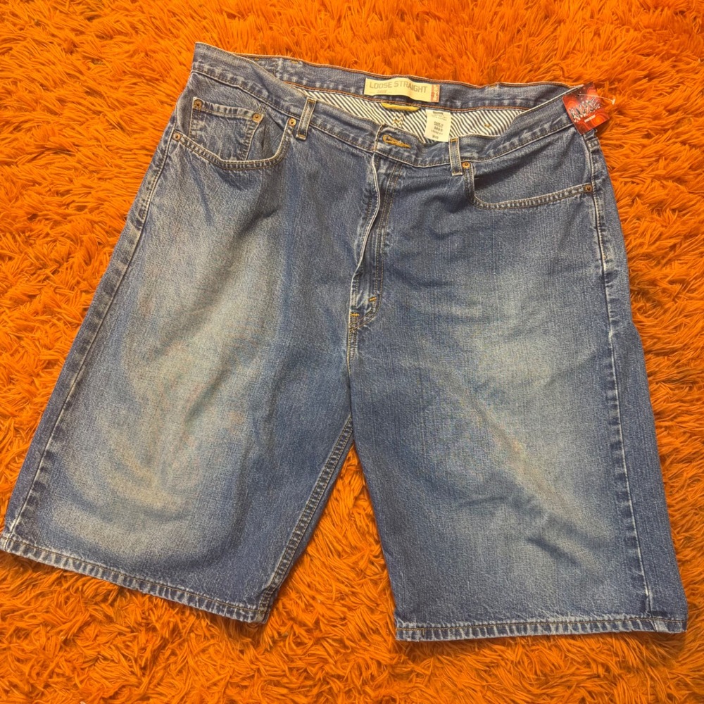 Levis 569 Loose Straight Denim Shorts Mens W40 Blue Medium Wash Baggy Cotton
